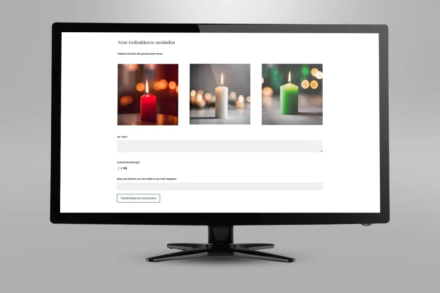 Referenz Gedenkkerzen & Kondolenzbuch Plugin: Projektansicht