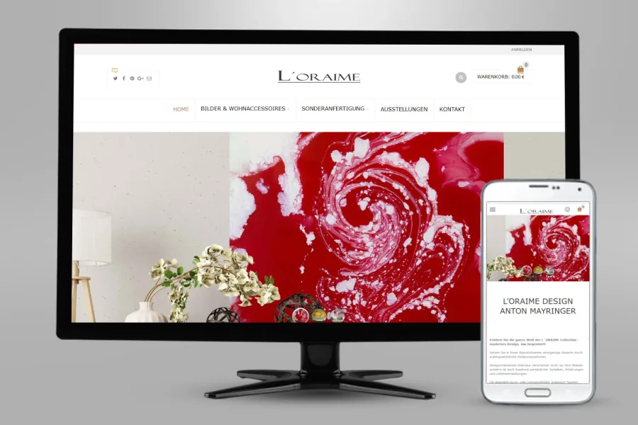 Referenz Homepage Loraime Anton Mayringer: Website auf Bildschirm und Smartphone