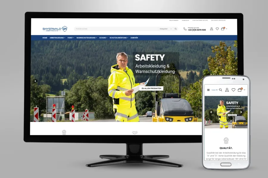 Referenz Onlineshop Bayerwald: Onlineshop auf Bildschirm und Smartphone