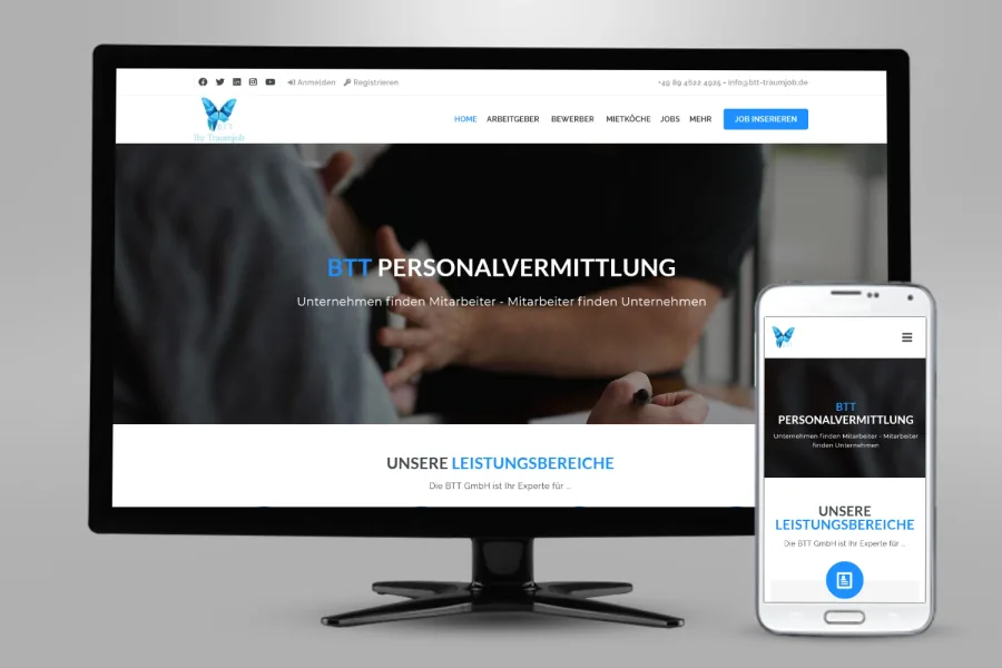 Referenz Stellenportal für BTT GmbH: Projektansicht