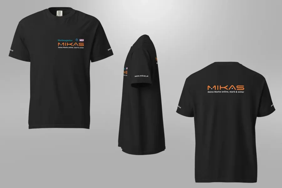 Referenz T-Shirt MIKAS ISP Werbe GmbH: Gestaltung als Druckansicht