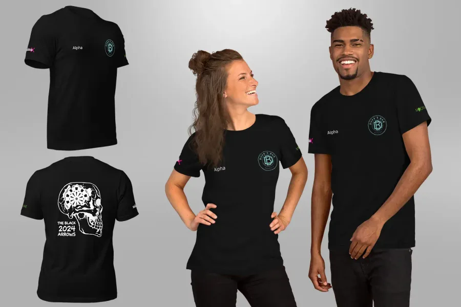 Referenz T-Shirt Verein Black Arrows: Gestaltung als Druckansicht