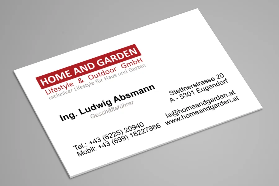 Referenz Visitenkarte Lifestyle & Outdoor GmbH: Gestaltung als Druckansicht