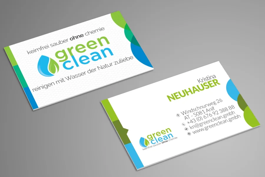 Referenz Visitenkarten Green Clean Concept GmbH: Gestaltung als Druckansicht