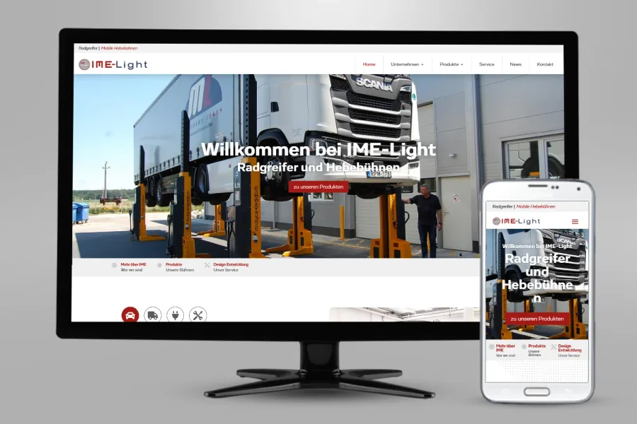 Referenz Webdesign IME Light: Website auf Bildschirm und Smartphone