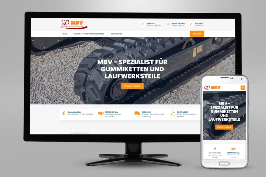 Referenz Webseite MBV KG: Website auf Bildschirm und Smartphone