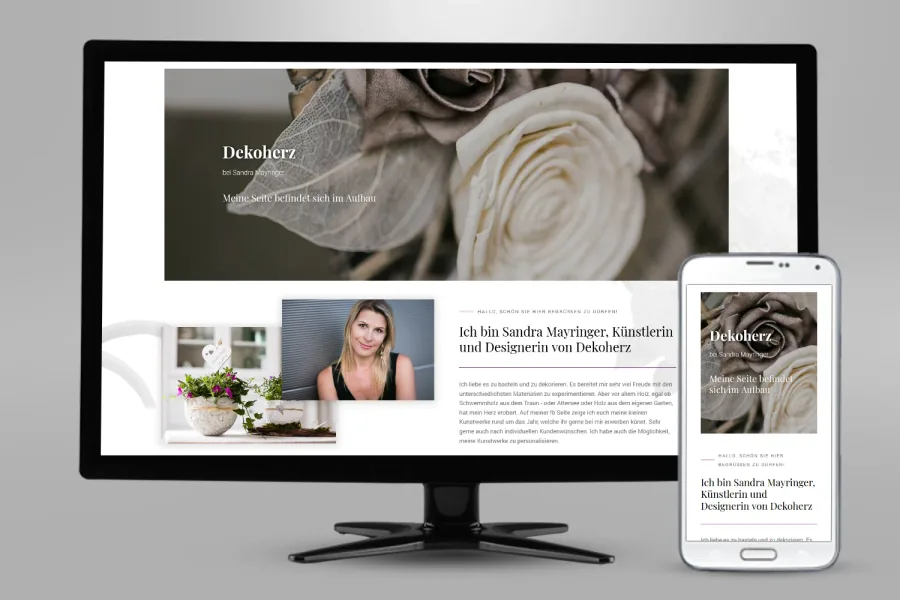 Referenz Webseiten Erstellung für Sandra Mayringer: Website auf Bildschirm und Smartphone